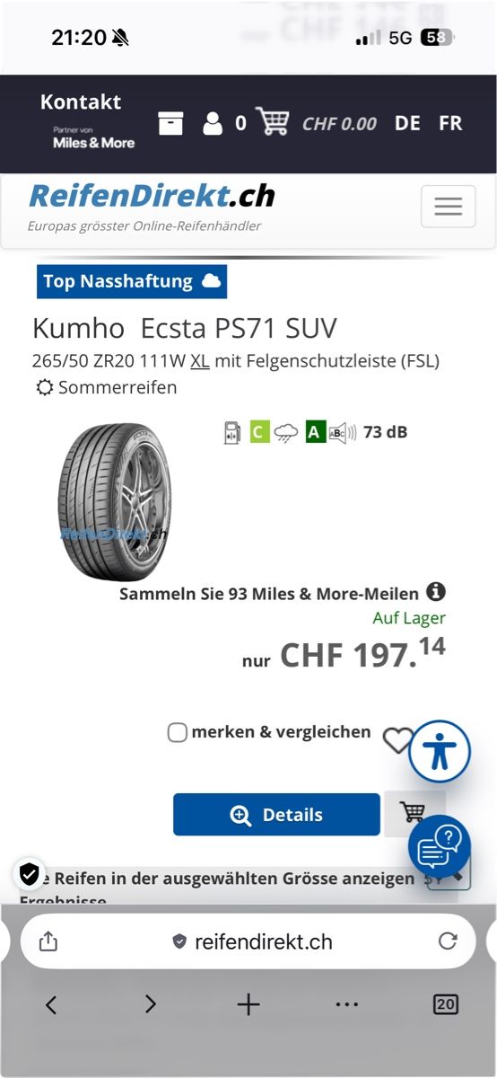 Pneumatici & Ruote complete: Kumho Ecsta 265/50 20 – Usato da Chur venduto da Silu527 4