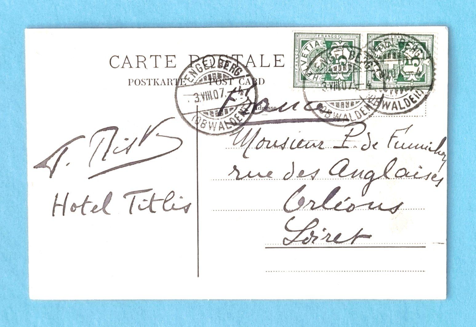 Ansichtskarten: Engelberg - Dorfstrasse - 1907 – Gebraucht aus Rothrist von RROENK 1