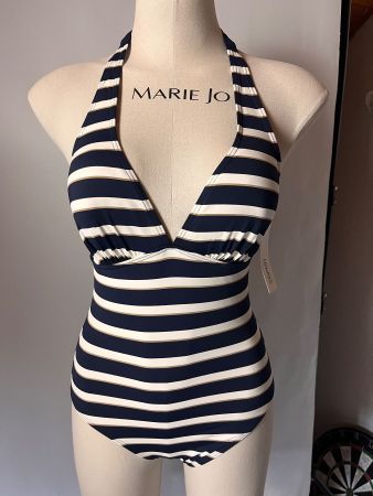 ESPRIT, Badekleid, Grösse 42, Farbe Blau/Weiss