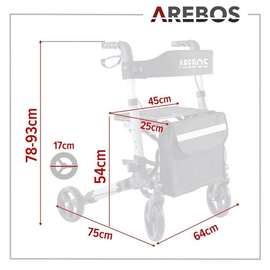 Gehhilfen: Arebos Alu Rollator | Klappbar - NEU – Neu (gemäss Beschreibung) aus Nebikon von warendiscount 4