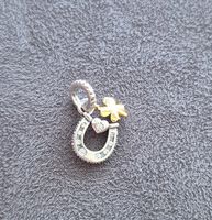 Silber Charm Hufeisen mit Kleeblatt +Garantie