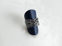 Silberring mit schwarzem Spinel Grösse 54