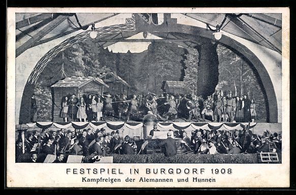 Cartoline postali: Burgdorf, Festspiel 1908, Kampfreigen de – Usato da Berlin venduto da bartko-reher