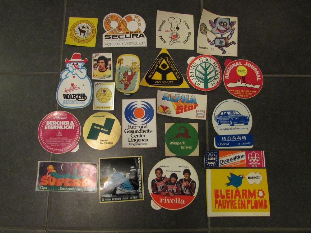 Retro Sticker Aufkleber Set 70er 80er Jahre Vintage Werbung