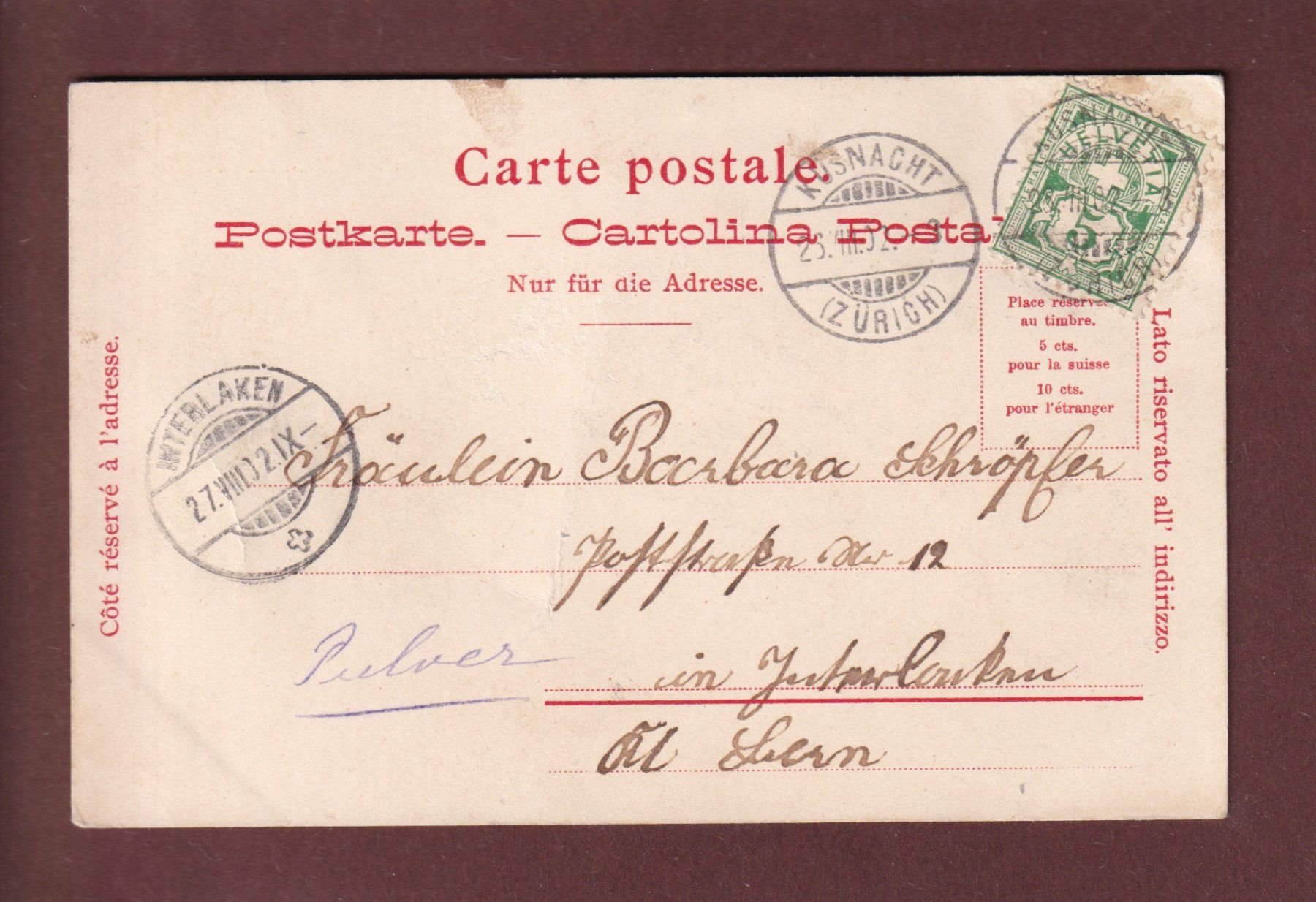 Cartoline postali: NEUCHÂTEL - Cacao Suchard - 1902 // pli // – Usato da Pully venduto da nicecards 1