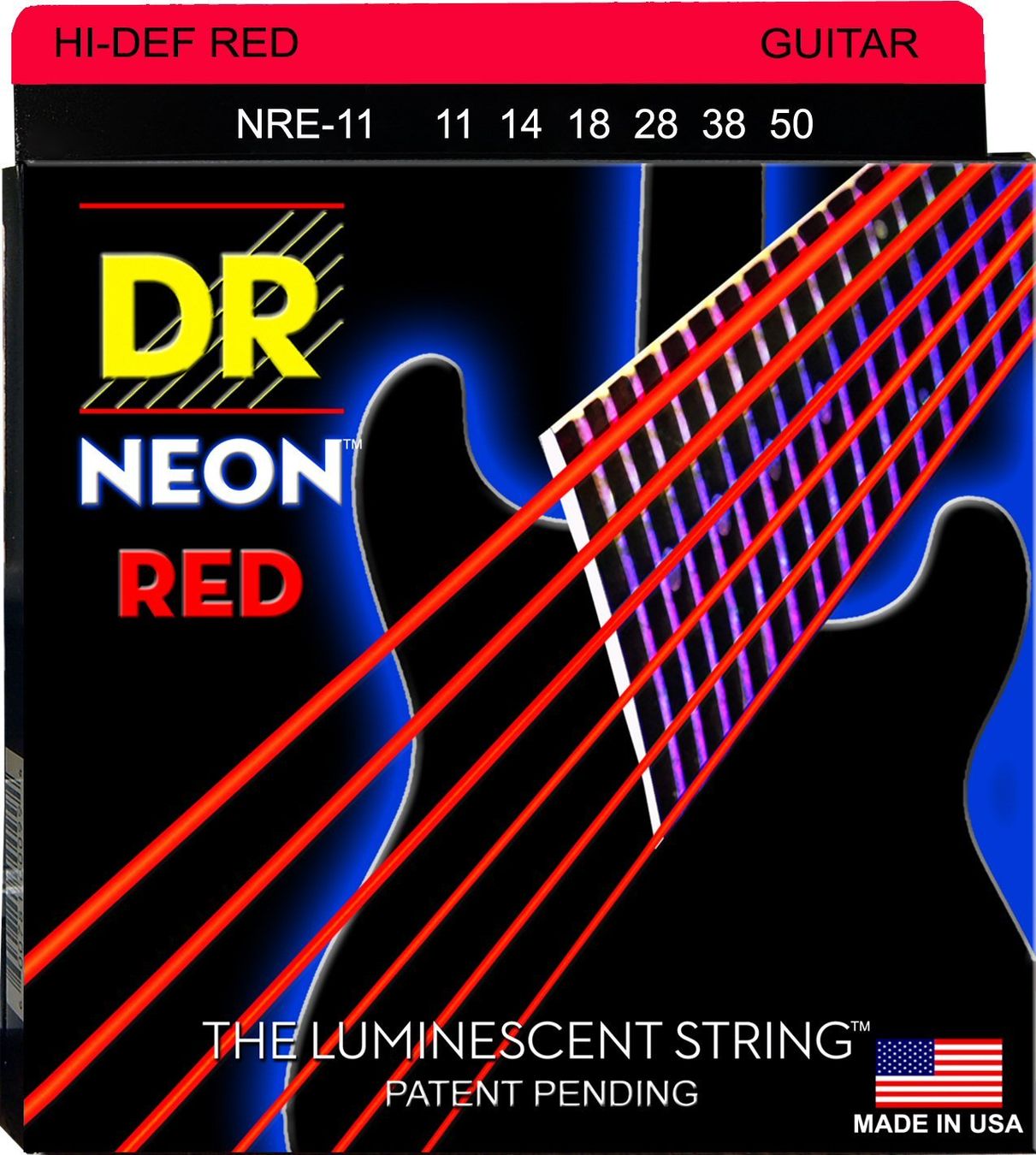 Strumenti musicali: DR Electric Guitar Strings:NEON Red, 6-String @ 11-50 – Nuovo e nell'imballaggio originale da Zofingen venduto da Rodeln