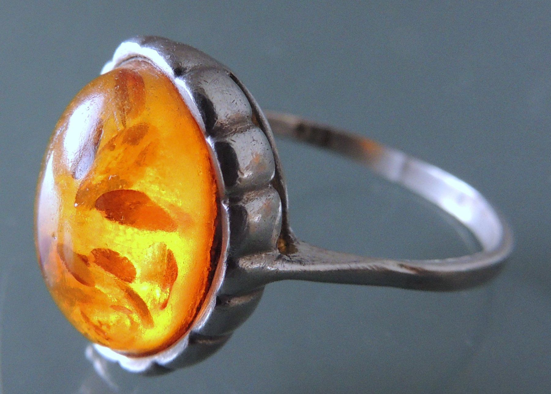 Anelli: Bernstein Silber 925 Fingerring Gr. 61 – Usato da Waldenburg venduto da schaller707 1
