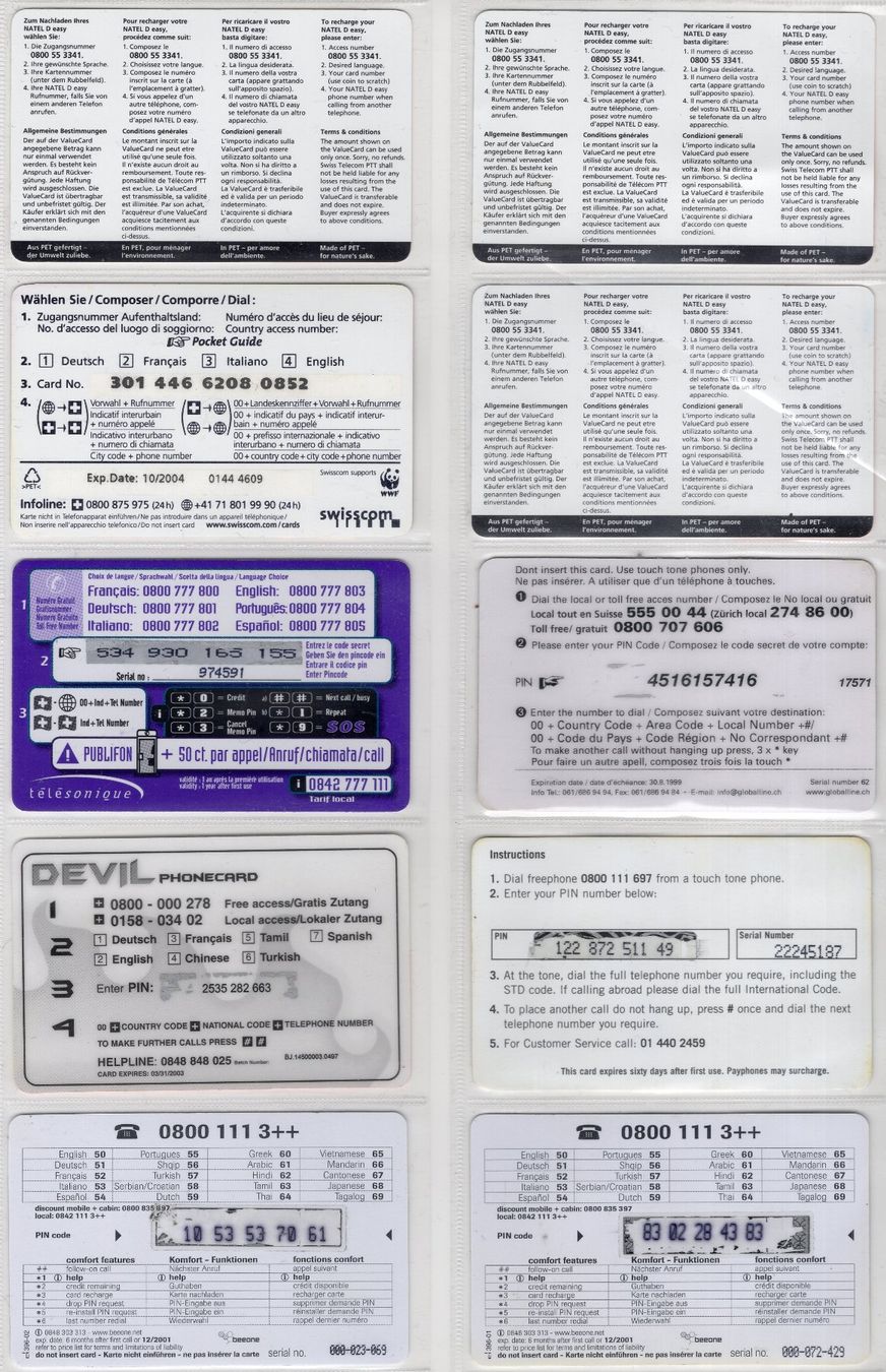 Cartes de téléphone: 10 diverse Schweizer Prepaid Telefonkarten – D'occasion à Eglisau par Chperfins 1