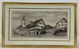 Meilen am Zürichsee - Original Lithografie von H. R. Schmid