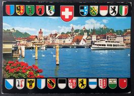 LUZERN Blick auf Seebrücke und Altstadt - Schiff
