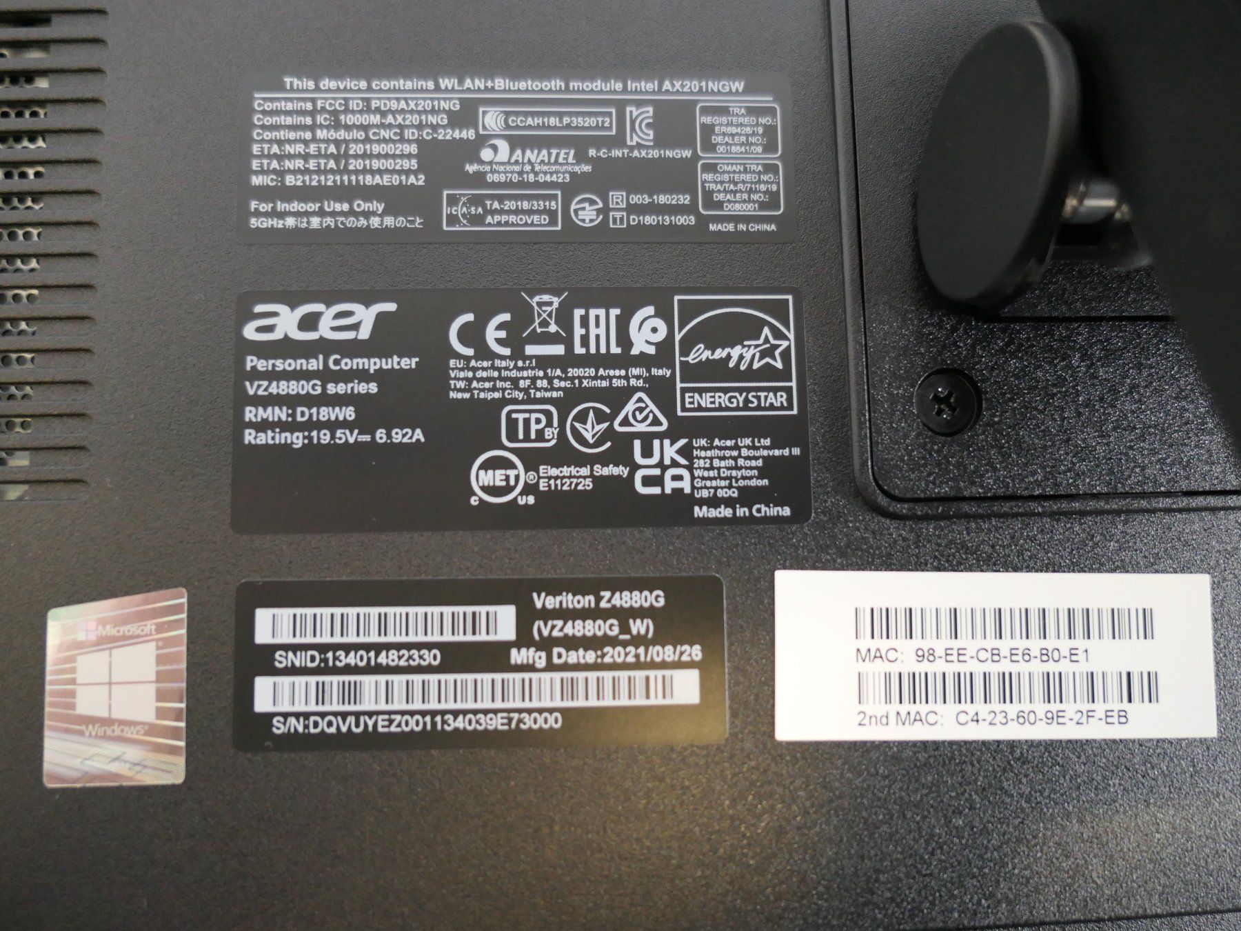 Acer PC: ACER PC VERITON Z4880G SERIES – Usato da Münchenstein venduto da VSPBL-Verkauf 5