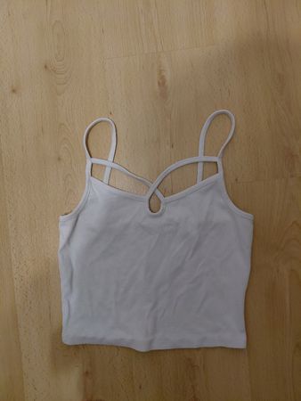 Damen Crop Top weiss mit Trägern  