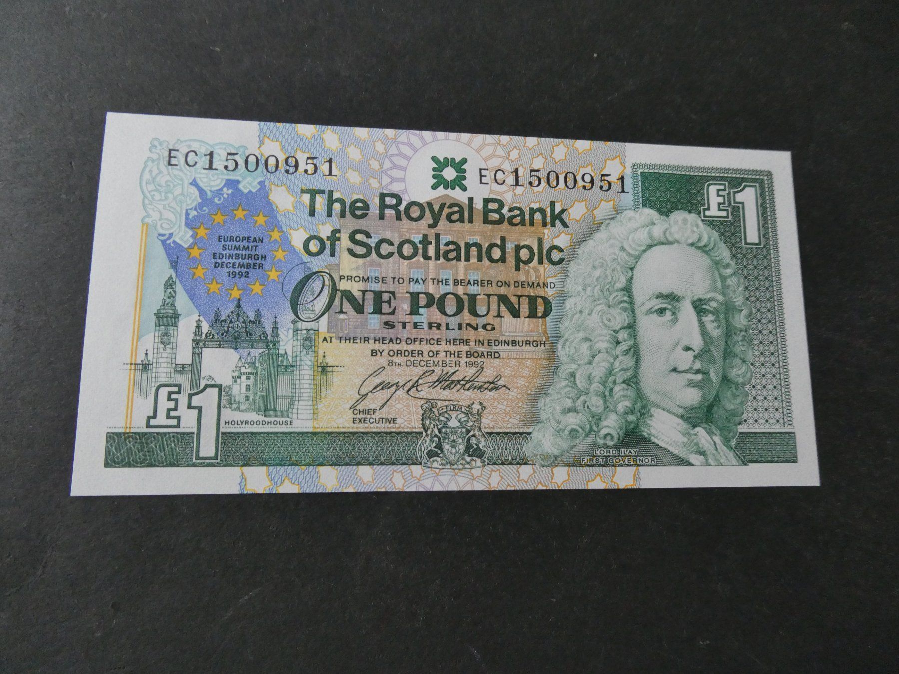 Banconote: Schottland 1992, 1 Pound    ungefaltet – Usato da Hinterforst venduto da Rohusri