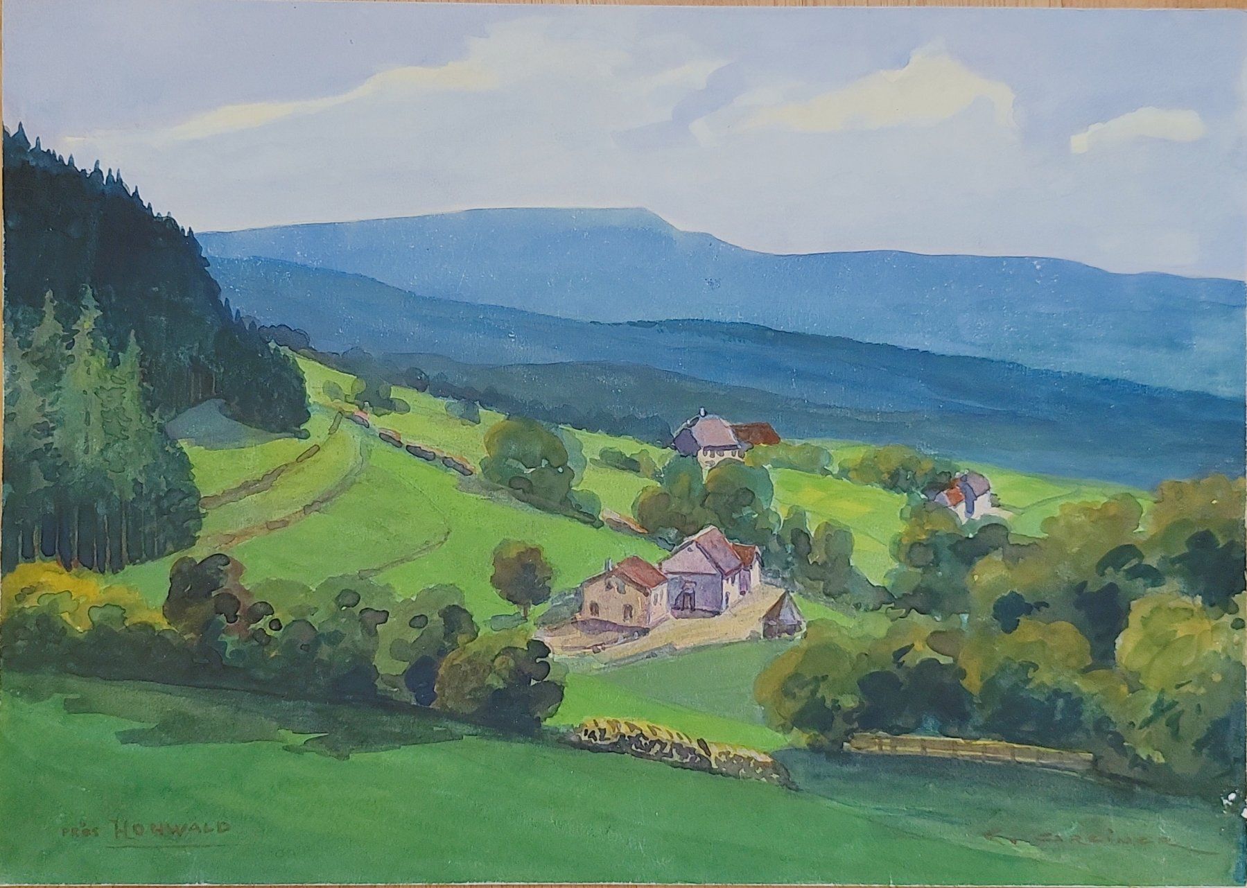 Dipinti: 3 Aquarelle von Charles Greiner um 1920 – Usato da Muttenz venduto da Mithrur