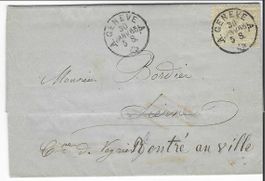 Traumhafter Faltbeleg - Genf via Carouge - 1865