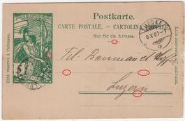 5 Rp. UPU Postkarte von SURSEE nach LUZERN
