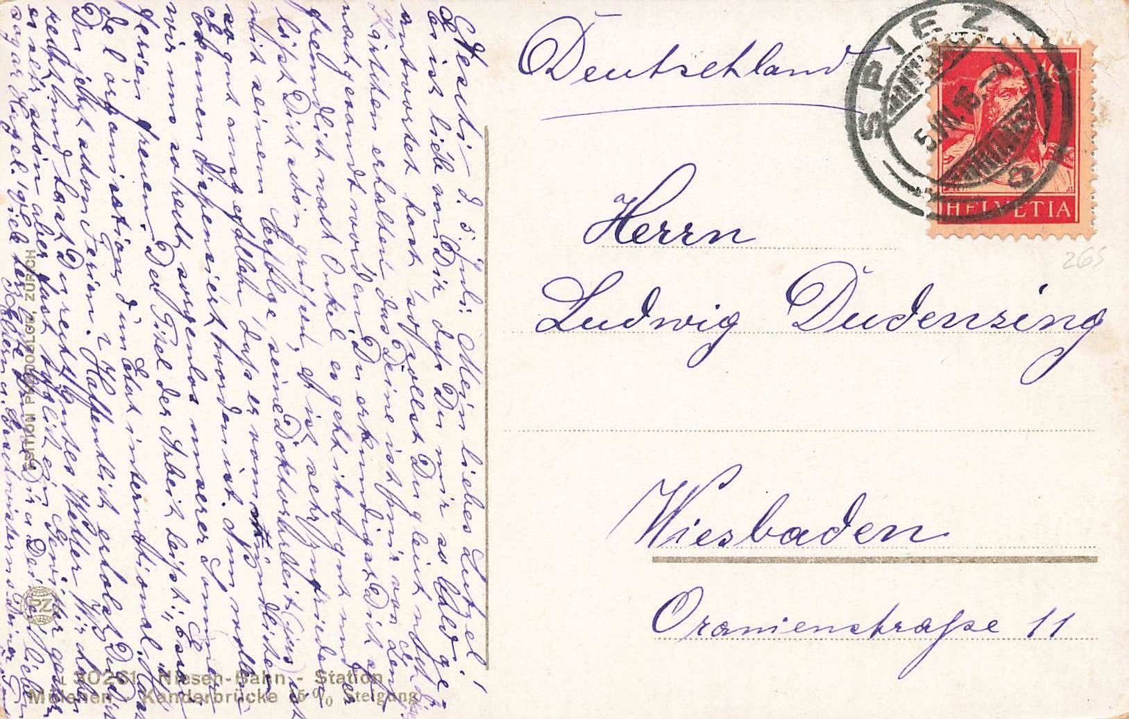 Cartoline postali: Frutigen (BE) Panorama mit Blümlisalp zug – Usato da Biasca venduto da Blenio71 1