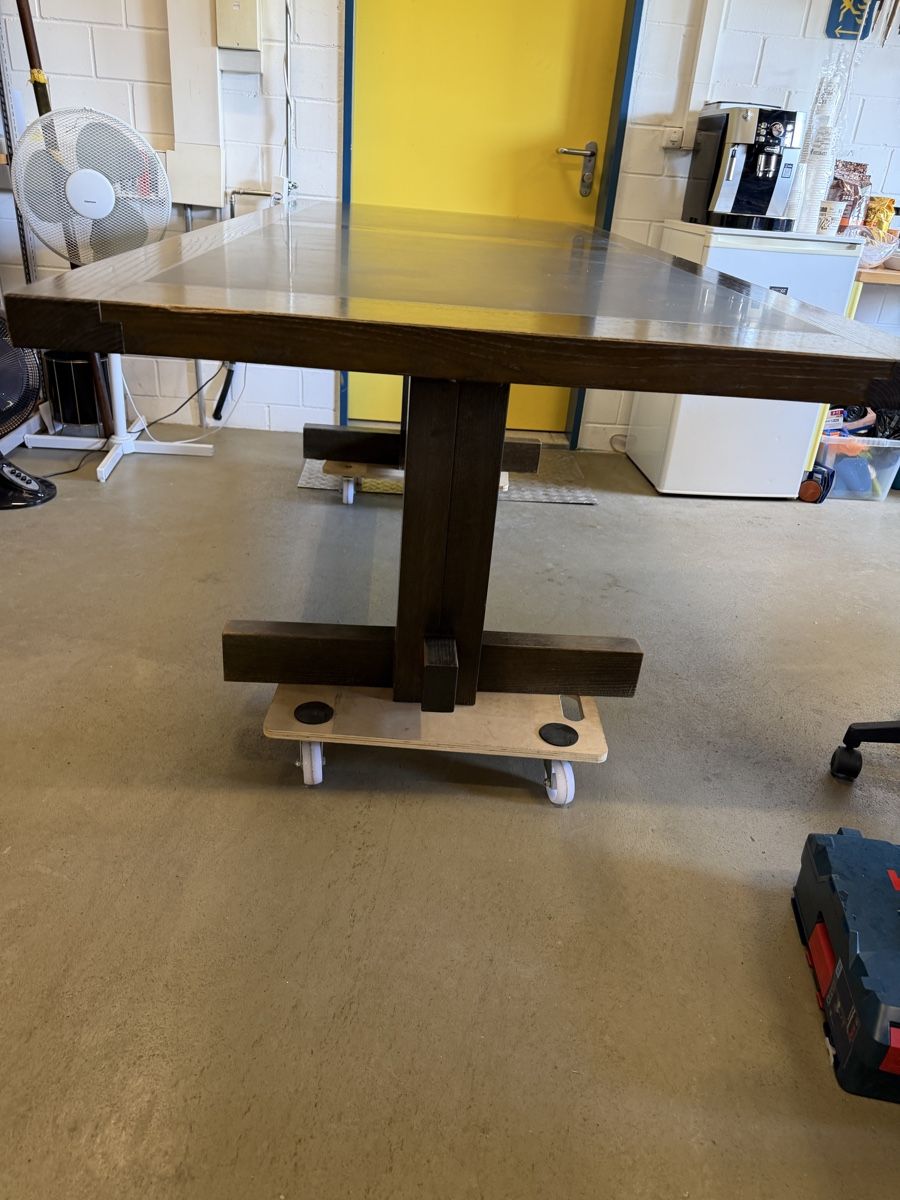 Tische: Tisch Holztisch dunkle Beine mit Steinplatten 220x92cm – Gebraucht aus Strengelbach von RaenAntikDesign 2