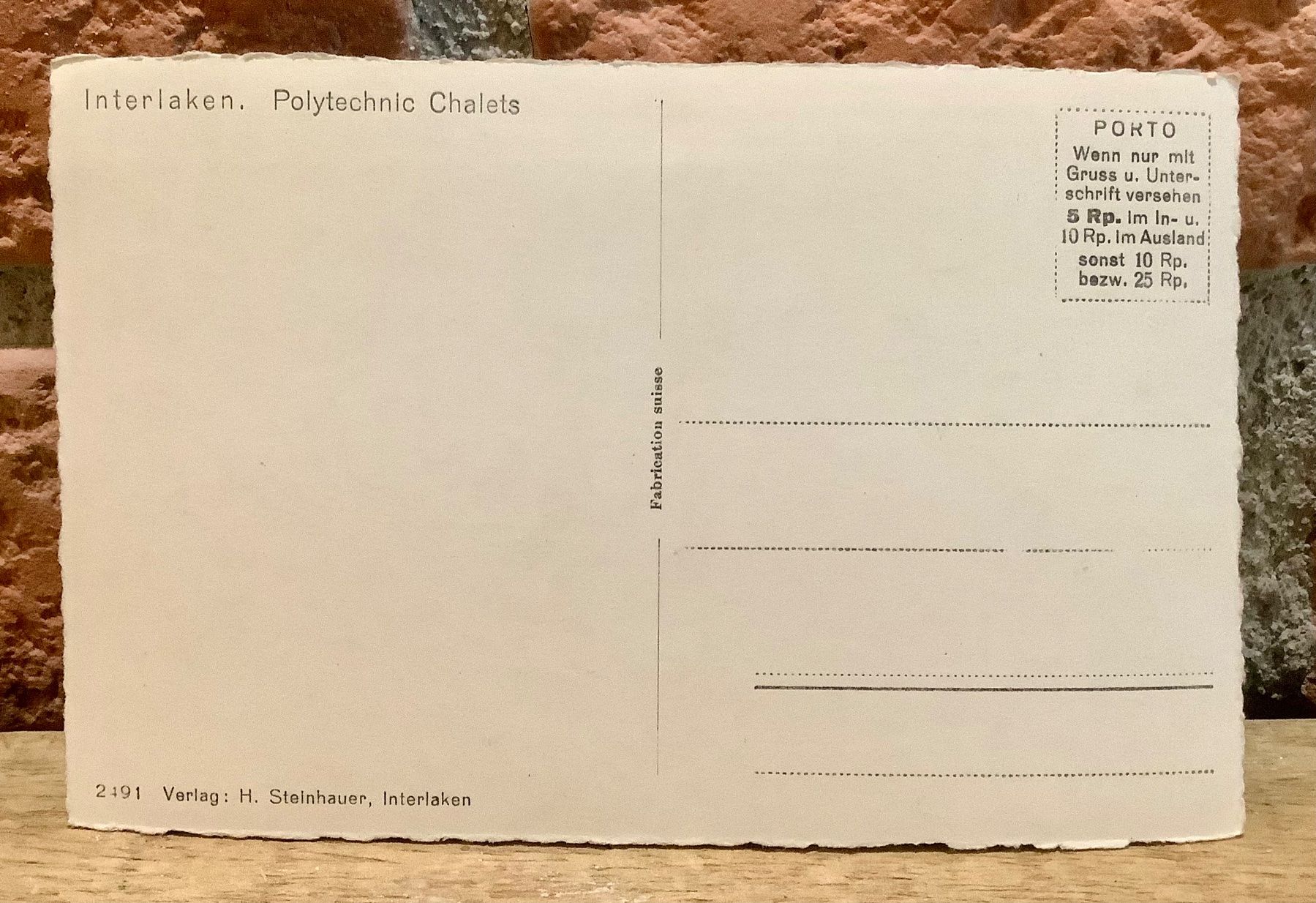 Cartes postales: POLYTECHNICS CHALETS - Interlaken - Berner Oberland – D'occasion à Root par ENGLAND-TREASURES 2