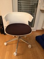 Stylish White Office Chair with Dark Seat Pad - Great Condit