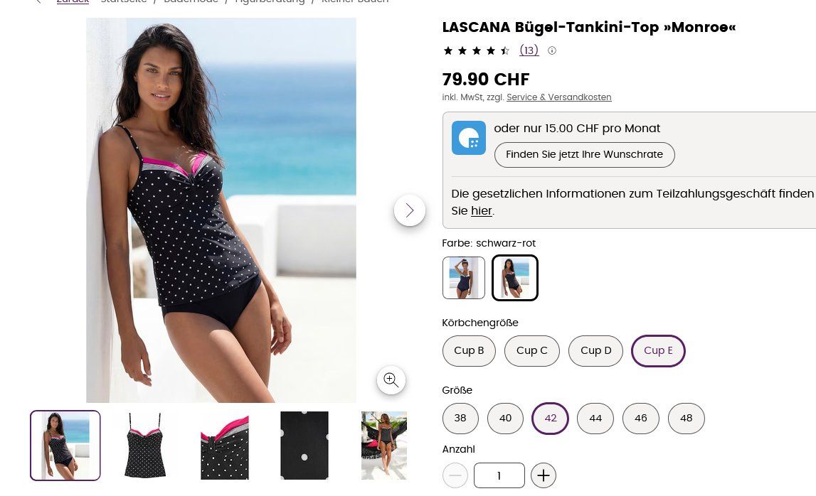 Lascana Costumi da bagno & Bikini: Lascana Tankini set Gr 42E - Hose Gr  42 – Nuovo e nell'imballaggio originale da Luzern venduto da Sofia33 3