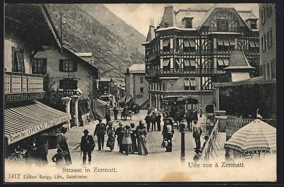 Ansichtskarten: Zermatt, Strassenpartie mit Berg im Hint – Gebraucht aus Berlin von bartko-reher