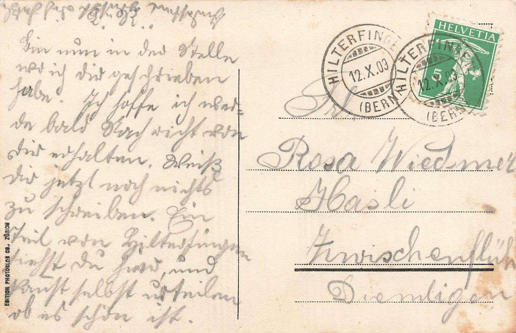 Cartoline postali: Thuneree hintergingen und die Alpen – Usato da Biasca venduto da Blenio71 1