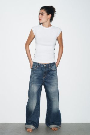 JEANS TRF BAGGY FOLDED MITTELHOHER BUND von Zara