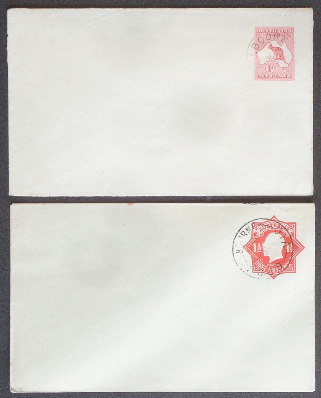 Tutti i francobolli: AUSTRALIA approx. 1913+1925: 2 Postal Stationaries, O – Usato da Le Locle venduto da timbrettino