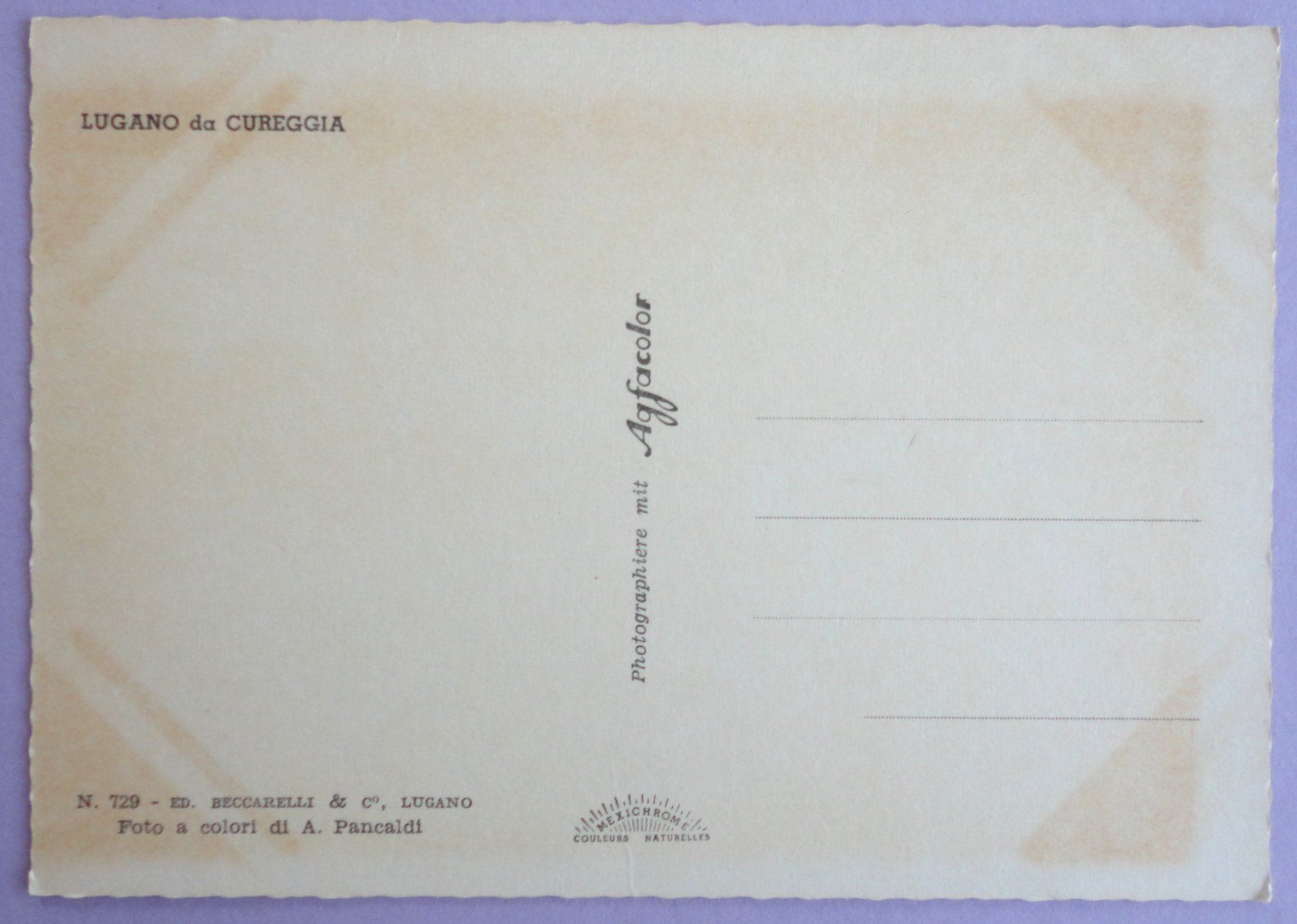 Cartes postales: Lugano da Cureggia – Défectueux à Fétigny par Billy2miny 1