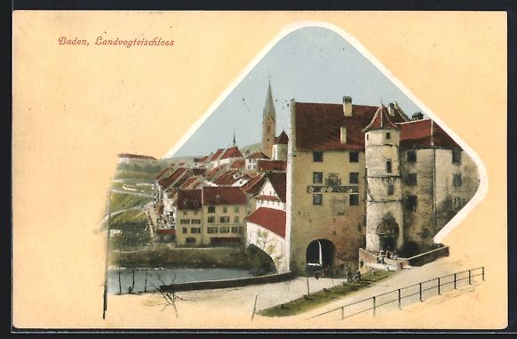 Cartoline postali: Baden, Landvogteischloss mit gedeckter B – Usato da Berlin venduto da bartko-reher
