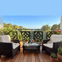 Balkon-Lounge / Sitzgruppe aus Kunststoff-Rattan