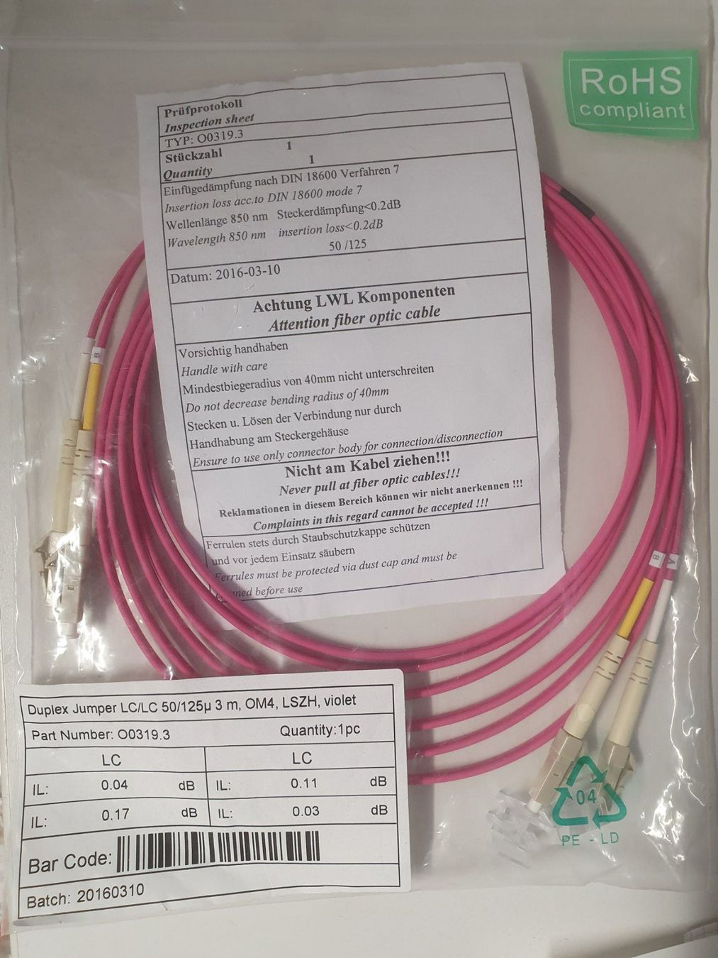 IBM Cavi: LWL-Patchkabel Multimode LC – LC, LC-LC OM4, Duplex, 3 m 3m – Nuovo e nell'imballaggio originale da Zürich venduto da Alibaba1234