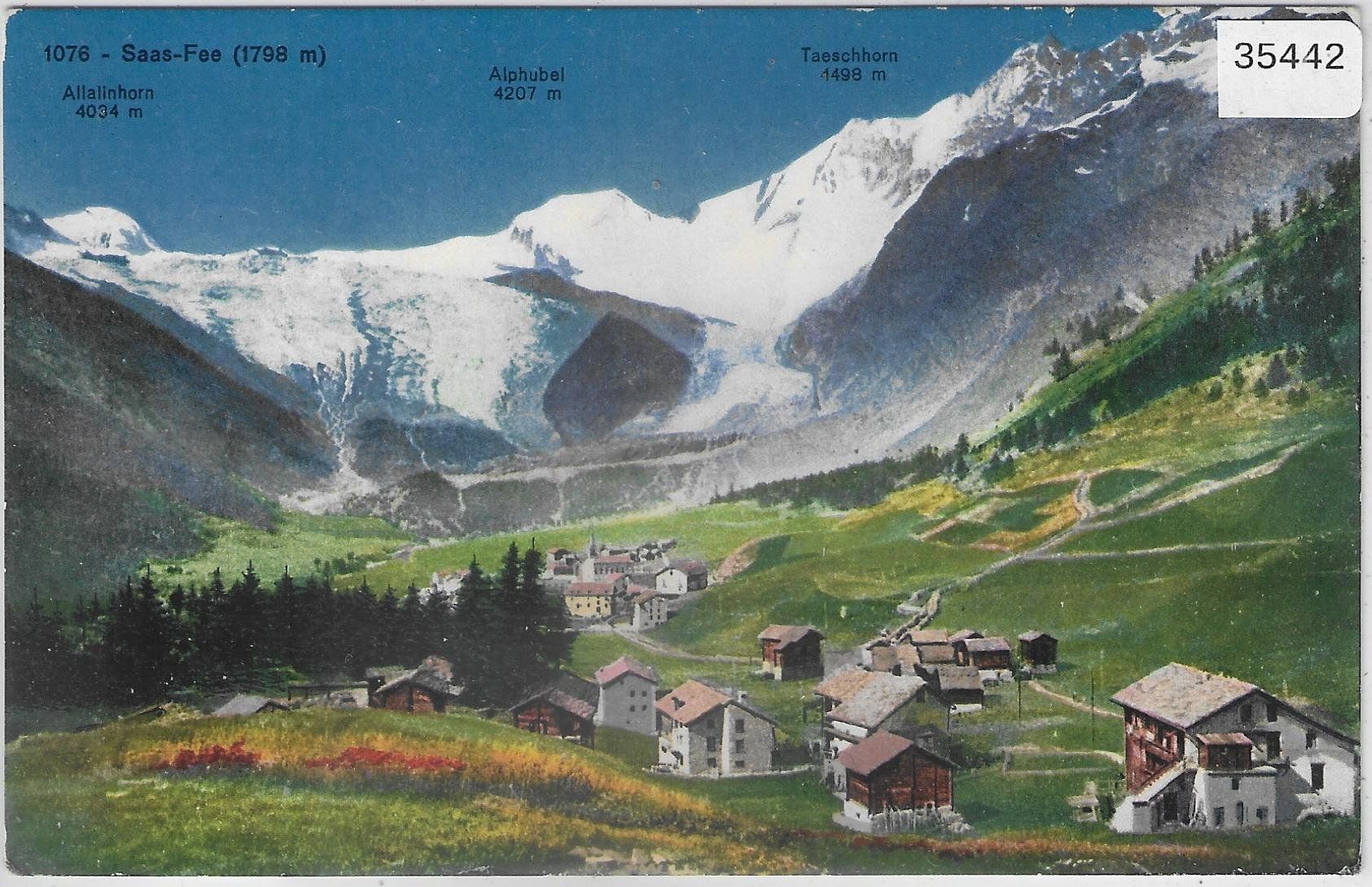 Cartes postales: Saas-Fee - Generalansicht - Litho – D'occasion à Ettingen par Kartenplanet
