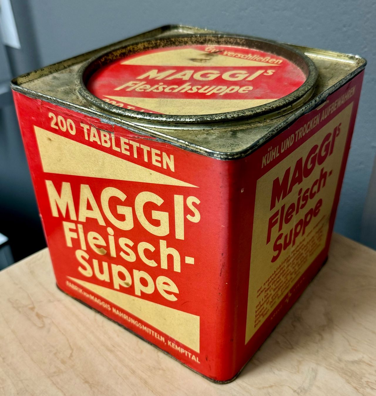 Barattoli: Alte Blechdose MAGGI Fleischsuppe 200 Tabletten vintage – Usato da Rothrist venduto da Luckywinner 1