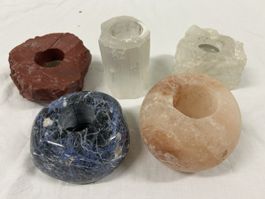 5 Teelichthalter aus Stein 5 verschiedene Steine guter Zusta