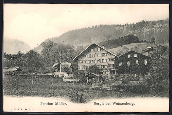 Cartoline postali: Weissenburg, Bergli, Pension Müller mit – Usato da Berlin venduto da bartko-reher
