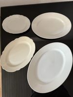Vintage White Serving Plates - Oval & Round - Set of 4