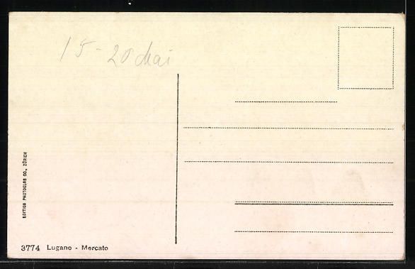 Cartoline postali: Lugano, Mercato, auf dem Wochenmarkt – Usato da Berlin venduto da bartko-reher 1