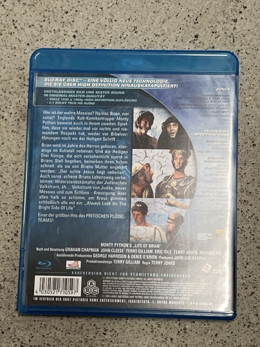 Tutti i DVDs: Monty Python Das Leben des Brian Blu-ray wie neu – Nuovo (secondo la descrizione) da Winterthur venduto da marsellus01 1