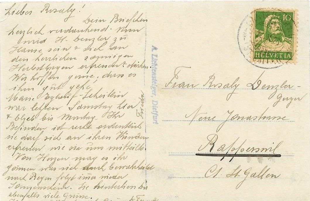 Ansichtskarten: AK LICHTENSTEIG SG BAHNHOF BAHN 1925 – Gebraucht aus Schlossrued von Aronliam 1