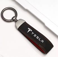 Schlüsselanhänger Tesla, Leder, neu