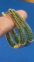 Luxus Elegante Creolen Ohrschmuck Ohrstecker Farbe:Gold/Grün
