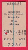 KARTON BILLETT, DOMAT/EMS - MALANS, 2.KLASSE,EINFACH, EINHEI