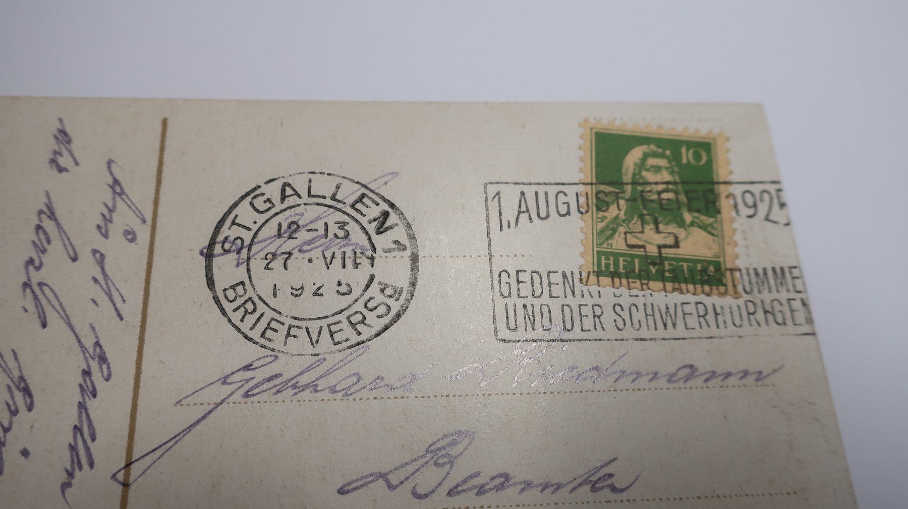 Ansichtskarten: St. Gallen Kirche mit Rosenbergquartier  N° 2409  1925 – Gebraucht aus Cormoret von Pascalll2001 4