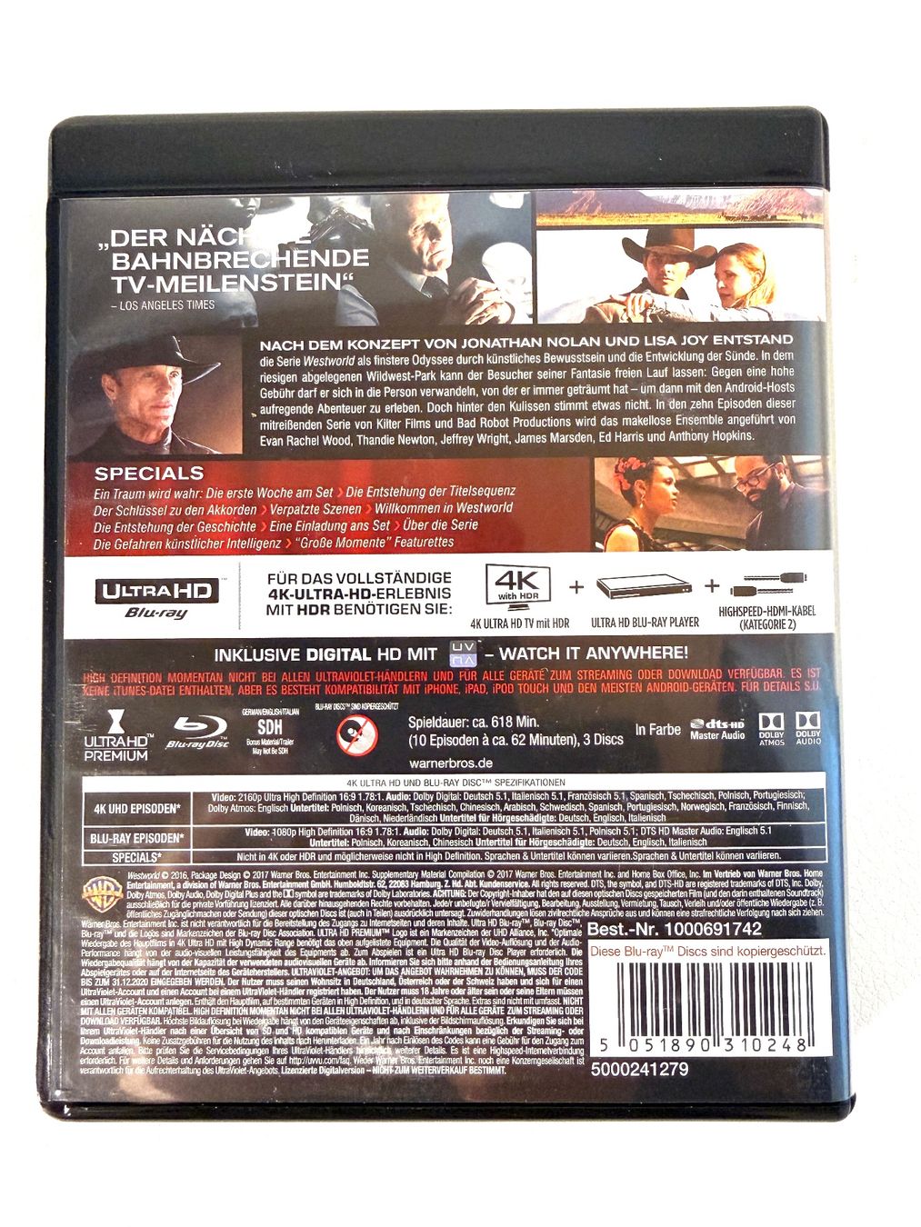 Tutti i DVDs: 4K UltraHD Blu-Ray Westworld Staffel 1 – Usato da Gasel venduto da Alter_Ego 1