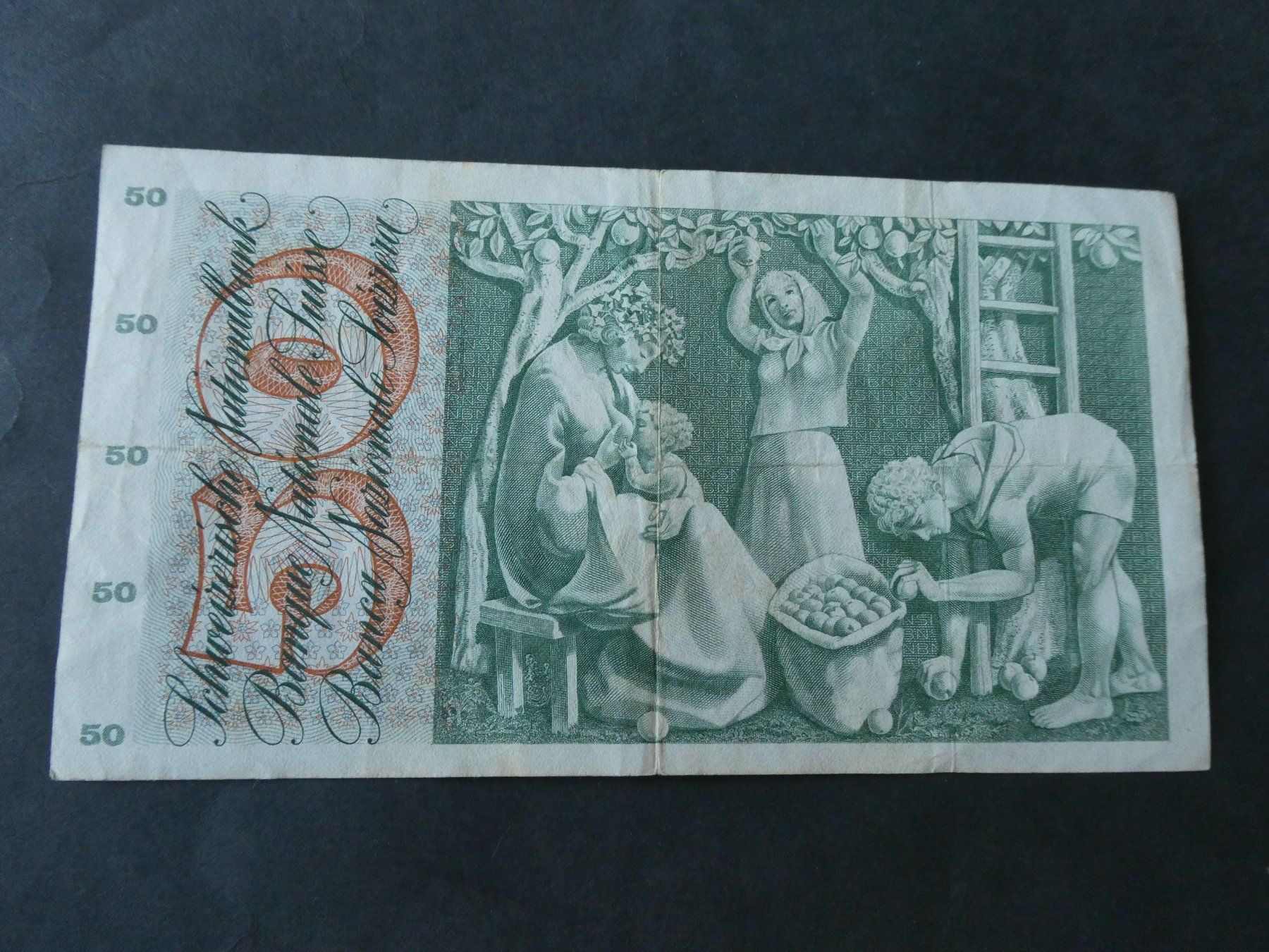 Banknoten: Schweiz 1964, 50 Franken – Gebraucht aus Hinterforst von Rohusri 1