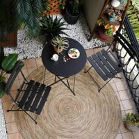 Balkonmöbel Bistro Set Gartenmöbel 3 teilig Stahl klappbar
