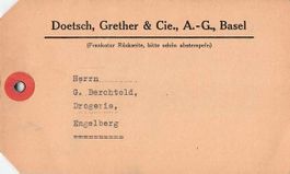 alte PAKET - ETIKETTE - DOETISCH GRETHER BASEL - ab 1.--