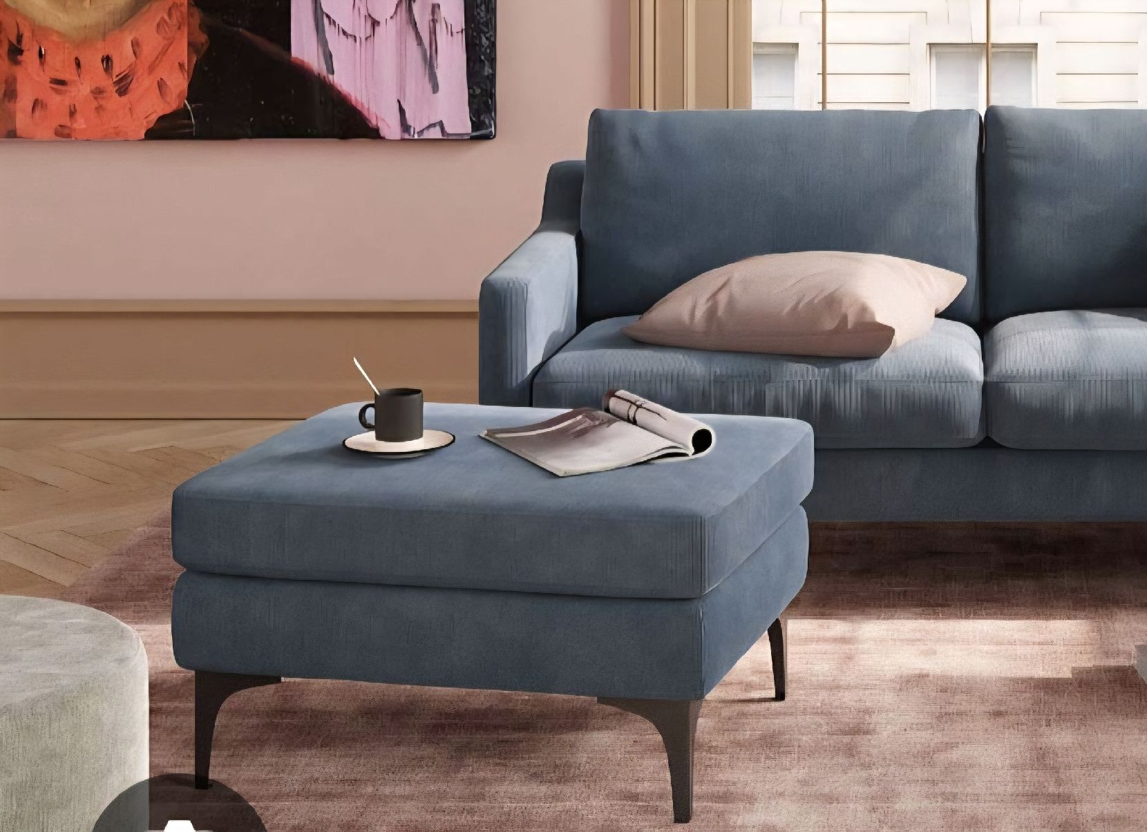 Sofacompany Tabourets: Blue footstool Sofa Company – D'occasion à Maur par Sofi___